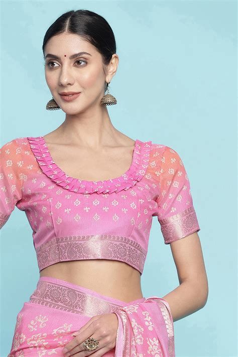 Buy Pink Dola Silk Saree With Blouse Piece online-Karagiri
