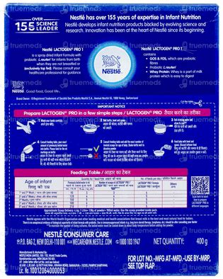Nestle Lactogen Pro Stage 1 Refill Powder 400 Gm - Uses, Side Effects ...