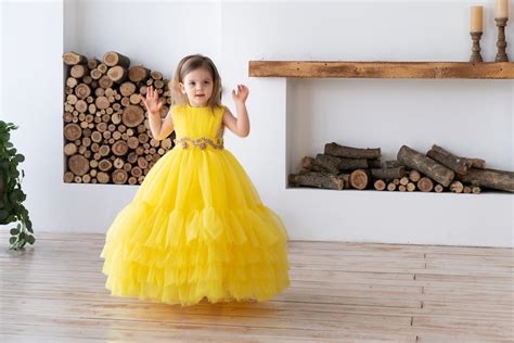 Flower Girl Dress Baby Yellow Dress Tutu Dress Princess - Etsy