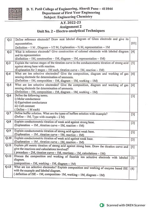 Engg. Chemistry Unit 2 question bank - Electronics and ...