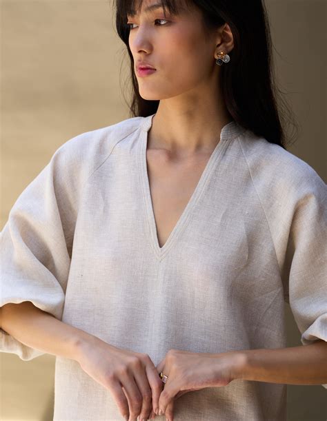 Vera Border Linen Dress - Natural – Manan