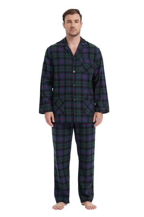 Kolipajam Men's 100% Cotton Flannel Pajama Set Yarn Dyed Pjs for Men ...