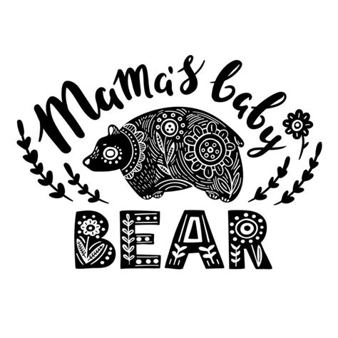 Mama's baby beer schattig hand getekende vector belettering met beer ...