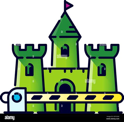 Medieval castle with a gate. Vector. No entry and exit icon. Allegory ...