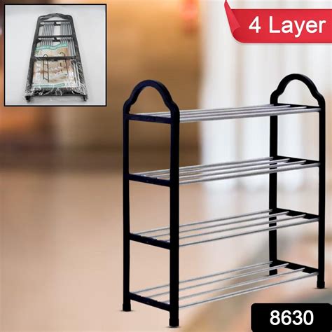 4 Layer Space‐saving Shoes Show Rack Folding Shoe Rack (1 Pc)