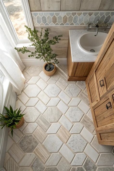 19+ Unique Powder Room Floor Tile Ideas - Vervilla