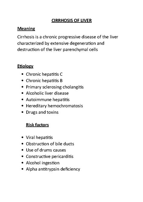 Cirrhosis OF Liver - Here it mentioned about meaning, types, clinical ...