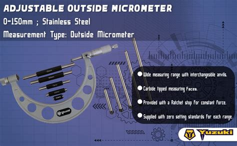 YUZUKI Adjustable Outside Micrometer 0–150mm – Precision Measuring Tool ...