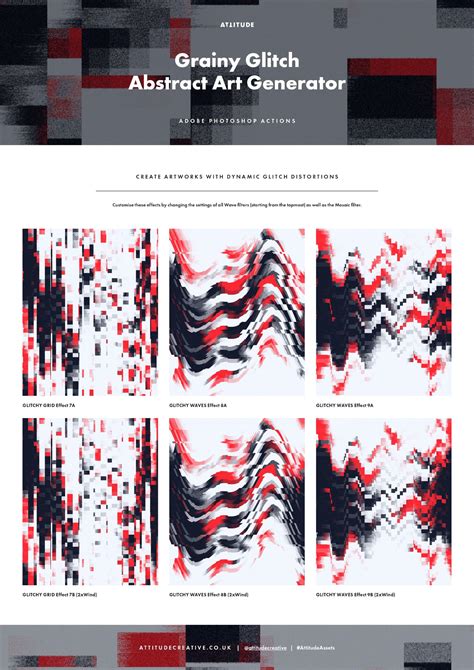 Grainy Glitch Abstract Art Generator — Adobe Photoshop Actions ...