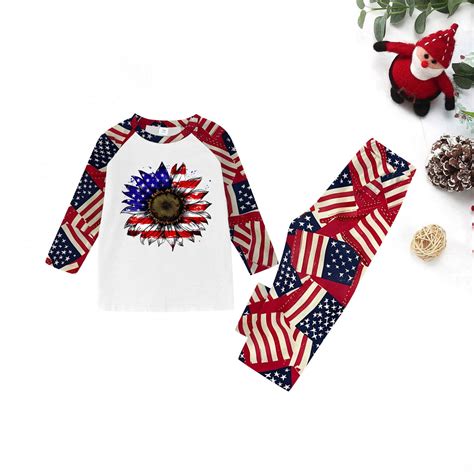 bbyeadc 4th of July Matching Pajamas for Children Loose Patriotic Stars ...