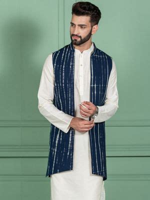 Buy KISAH Men Navy Blue Nehru Jacket Online
