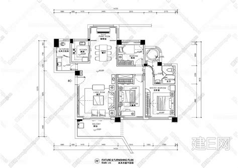 现代简约样板间-3室2厅2卫|CAD施工图+效果图- 建E网施工图下载网