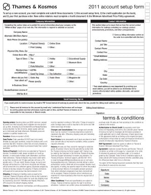 Fillable Online 2011 account setup form terms & conditions - Thames ...
