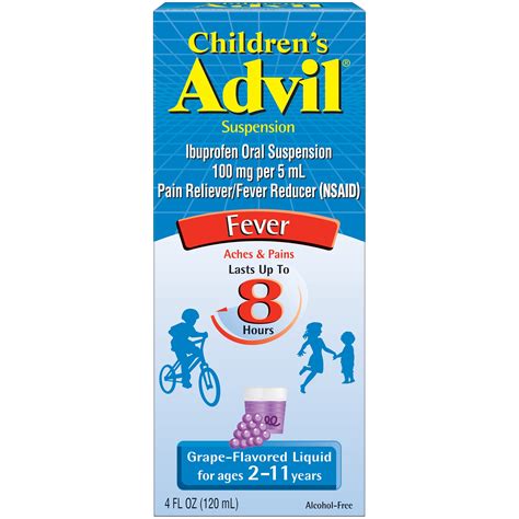 Children’s Advil 100 Mg Children's Ibuprofen, Liquid Pain Reliever and ...