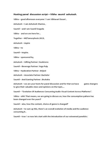 Image result for Script for Moderator in Panel Discussion