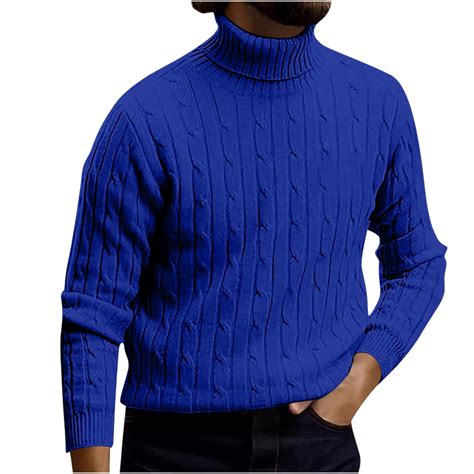 lmcalzta Mens Turtleneck Sweaters Slim Fitted Casual Twisted Knitted ...
