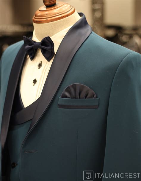 Italian Crest Men's Blue 3-Piece Tuxedo Suit