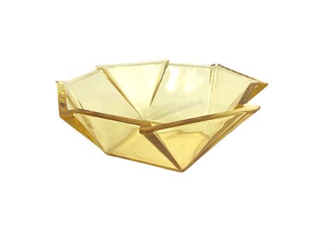 Fostoria George Sakier Geometric Glass Bowl, 8 Art Deco Yellow ...