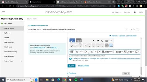 Pearson Mastering Chemistry - Need Help Entering Equation!!! : r/chemistryhelp