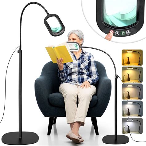 Veemagni 10X Rectangular Magnifying Glass with Light and Stand, Real ...