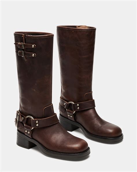 ASTOR Brown Leather Knee-High Boot | Women's Boots – Steve Madden