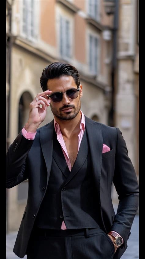 All Black Suit with Pink Tie