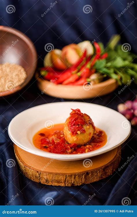 Eggs with Red Chili Sauce on Dish. Balado Eggs Stock Image - Image of ...