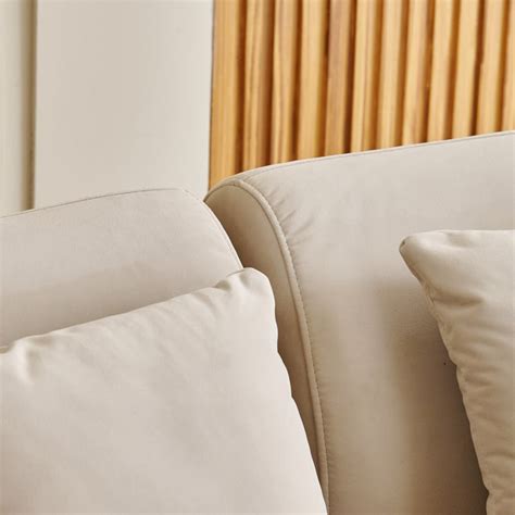 Buy (Refurbished) Homeshores Fabric 3-Seater Sofa with Cushions - Beige ...