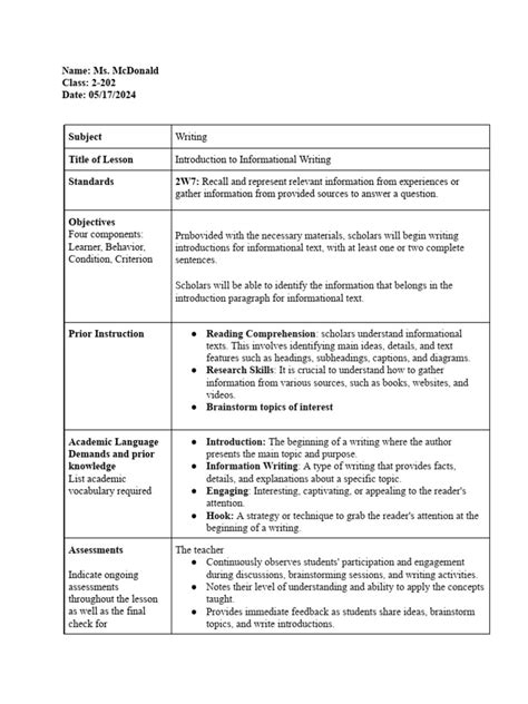 Image result for Lesson Plan Introduction