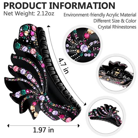Buy TOCESS Rhinestone Large Hair Claw clips for Women Big Claw Clip for ...