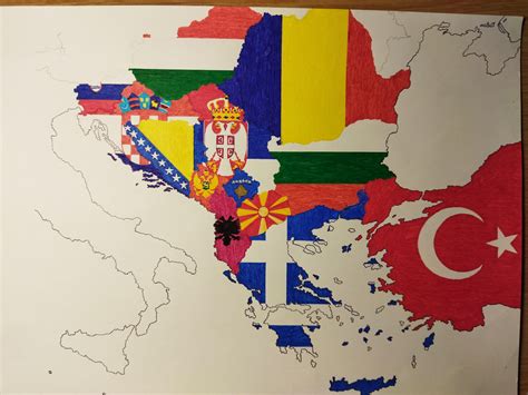 Hand-drawn flagmap of Balkans : r/MapPorn