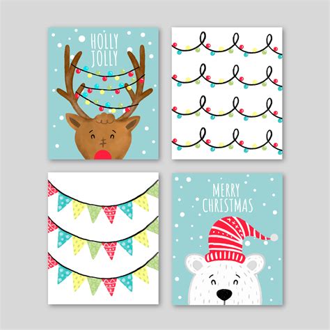 Cute Christmas Cards With Characters 265586 Vector Art at Vecteezy