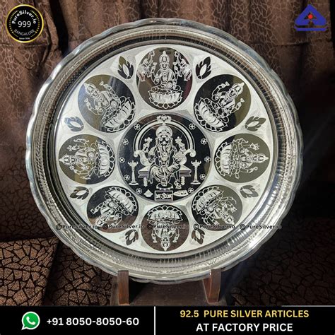 925 Silver Ashtalakshmi Pooja Plate 11.25" to 13" | BIS Hallmark ...