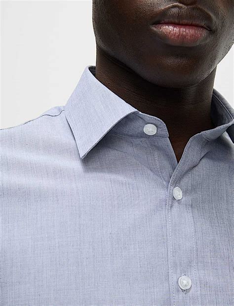 Buy 2 Pack Slim Fit Easy Iron Cotton Blend Shirts at Marks & Spencer