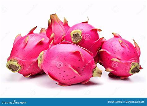 Pink Pitaya Fruits on White Backrgound Stock Illustration ...