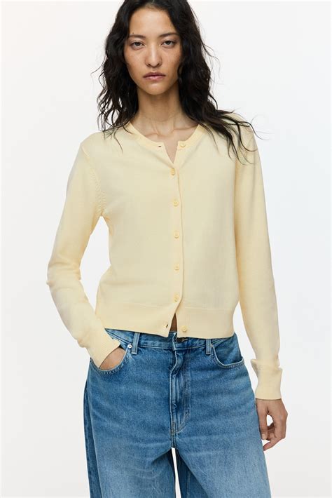 Women's Light yellow Fine-Knit Cardigan | H&M CA