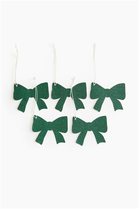 5-pack bow-shaped gift tags - Green/Bow - Home All | H&M IN