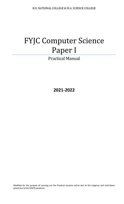 XI CS1 Practical Manual: Computer Science Paper I by Hrishikesh Naik ...