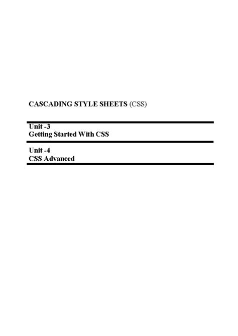 Unit 2 CSS - Brief notes - CASCADING STYLE SHEETS (CSS) Unit - Getting ...