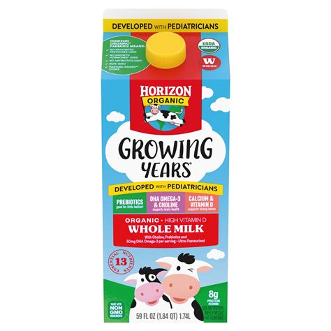 Horizon Organic Growing Years Whole Milk with DHA Omega-3, Choline ...