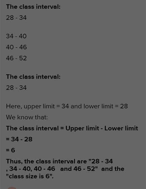 The class marks of a frequency distribution are: 28, 34, 40, 46, 52 ...