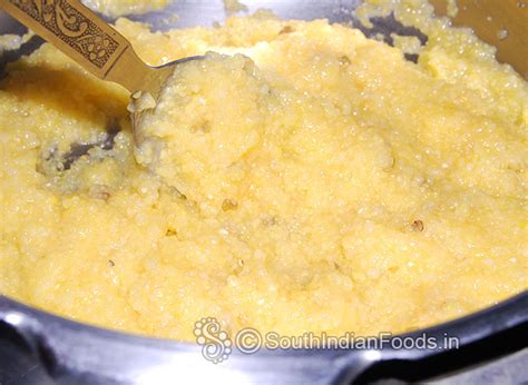Cornmeal pongal | Corn rava pongal-How to make-Stepwise pictures