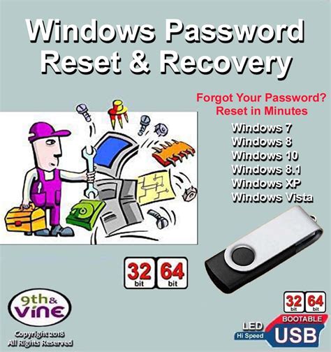 Windows Password Reset Recovery USB for Windows 10, 8.1,8, 7, Vista, XP ...