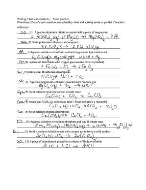 Writing Equations Practice Chemistry - Fill Online, Printable, Fillable ...