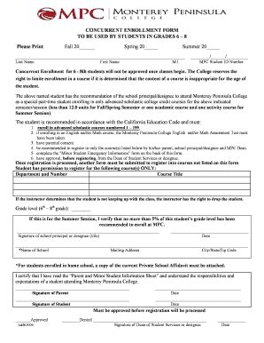 Fillable Online montereyjazzfestival CONCURRENT ENROLLMENT PROCEDURE ...