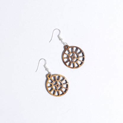Buy Coconut Shell Earrings/Sri Mother Symbol | Auroville.com ...