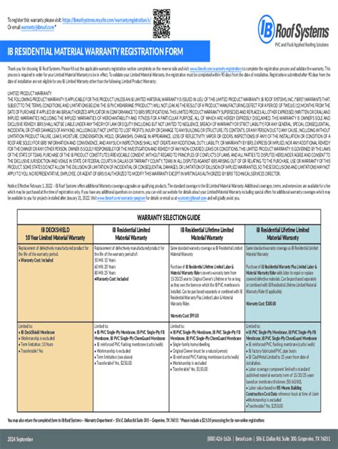 Fillable Online Ib Residential Material Warranty Registration Fax Email ...