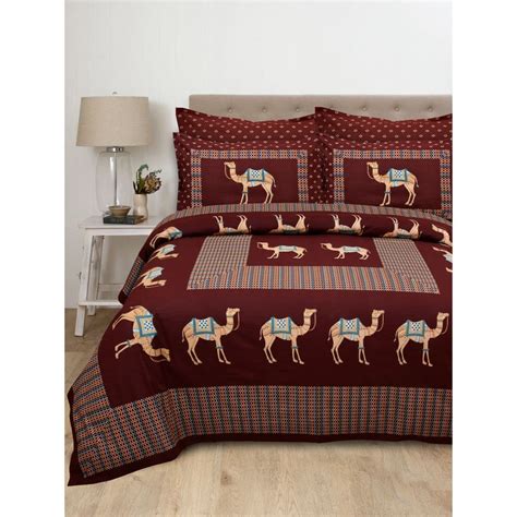 SHIVARIKA 300TC Cotton Fabric Jaipuri Prints King Size Double Bedsheet ...