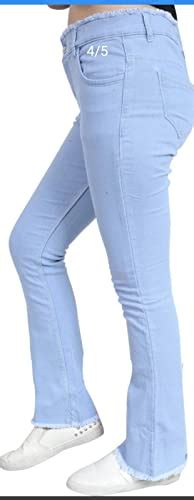 Buy SRE Women's High Waist Boot Cut Bell Bottam Cottan Jeans (Light ...