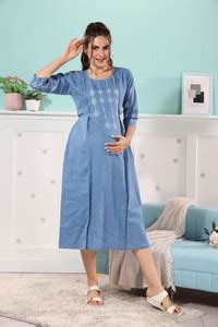 HouseOfCommon Women A-line Light Blue Midi/Calf Length Dress - Buy ...